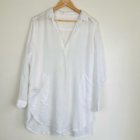 CP Shades white linen tunic. Size small - Picture 1 of 4
